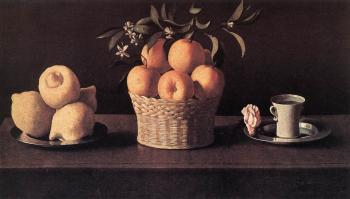 Francisco De Zurbaran : Still-life with Lemons, Oranges and Rose